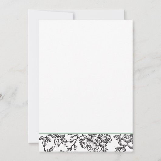 Französischer Toile und Sage Green Bow Einladung (Rückseite)