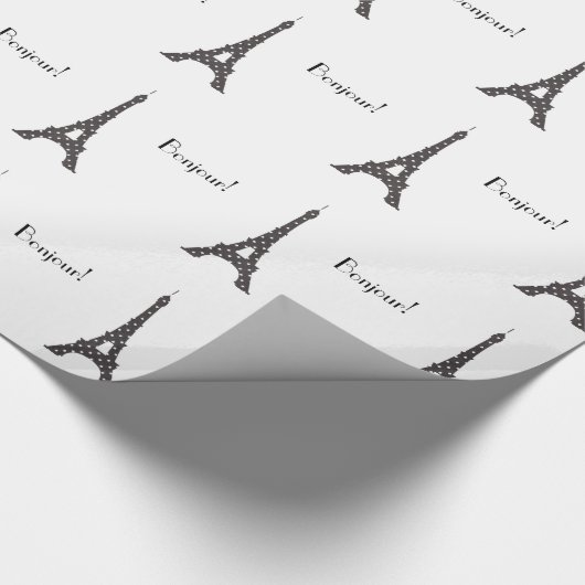 Französischer Tupfen-Schwarzweiss-Eiffelturm Geschenkpapier (Ecke)