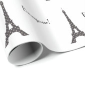 Französischer Tupfen-Schwarzweiss-Eiffelturm Geschenkpapier (Rolleneckpunkt)