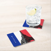 Französischer Untersetzer, Eiffelturm, romantische Rechteckiger Pappuntersetzer (Vor Ort)