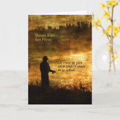 Französischer Vater Tag Fisherman Sunrise Pond Karte (Gelbe Blume)