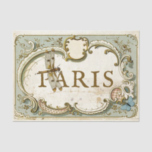 Französischer Vintage-Rahmen Paris mit Libelle und Seidenpapier