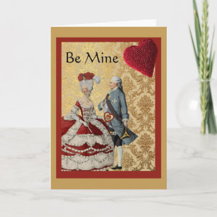 Französischer Vintage-Valentinstag Gold und Rot Feiertagskarte