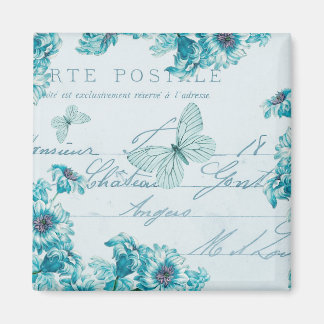 Französischer Vintager Magnet mit blauen Blumen