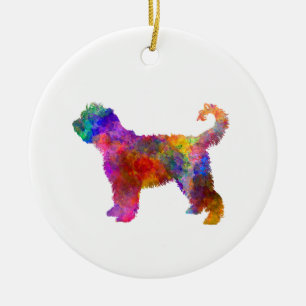 Französischer Wasserhund in Aquarell Keramik Ornament