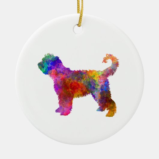 Französischer Wasserhund in Aquarell Keramik Ornament (Vorne)