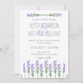 Französischer Watercolor-Lavendel auf der Weißen H Einladung