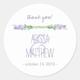 Französischer Watercolor-Lavendel auf der Weißen H Runder Aufkleber