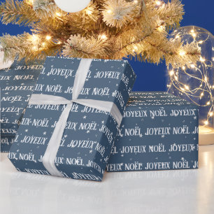 Französischer Weihnachtstext mit Sternen Geschenkpapier