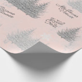 Französischer Weihnachtswald Deer Tree Pink Joyeux Geschenkpapier (Ecke)