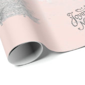 Französischer Weihnachtswald Deer Tree Pink Joyeux Geschenkpapier (Rolleneckpunkt)