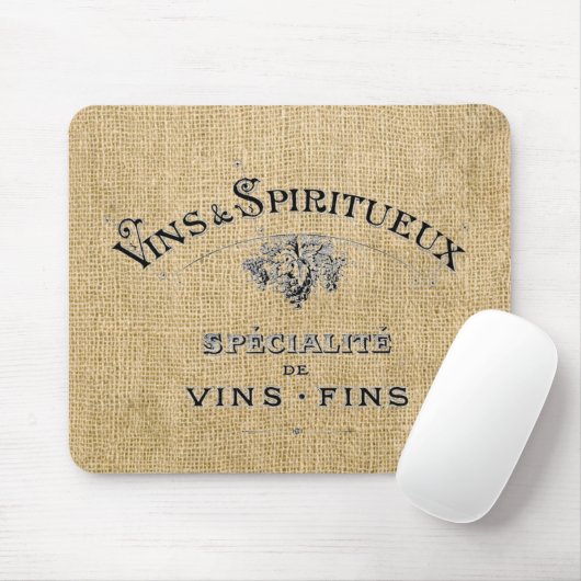 Französischer Wein auf Burlap Mousepad (Mit Mouse)