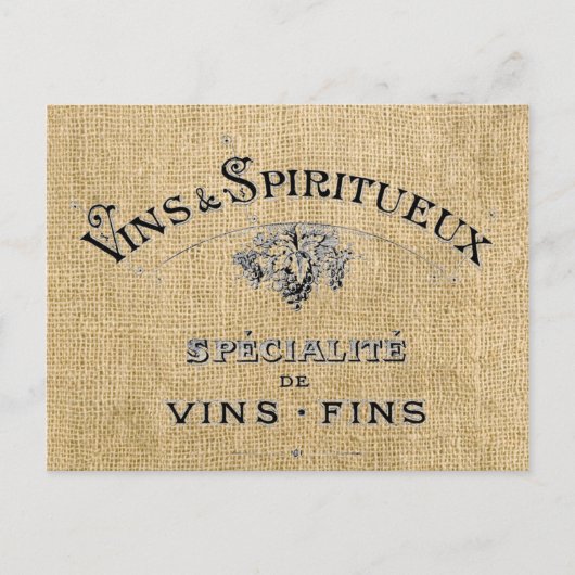 Französischer Wein auf Burlap Postkarte (Vorderseite)