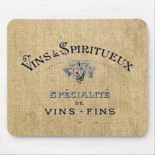Französischer Wein auf Jute Mousepad