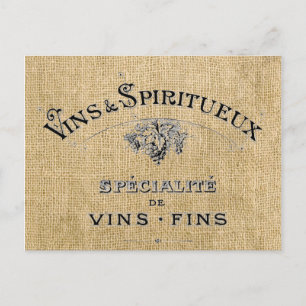 Französischer Wein auf Jute Postkarte