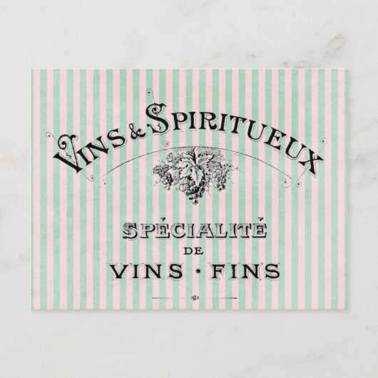 Französischer Wein auf Streifen Postkarte (Vorderseite)