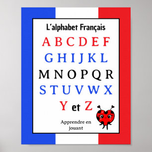 Französisches Alphabet für Kinder Poster