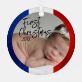 Französisches Baby's First Christmas Ornament Aus Metall (Rückseite)