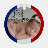 Französisches Baby's First Christmas Ornament Aus Metall (Vorderseite)