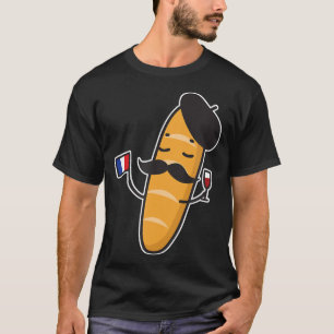 Französisches Baguette mit französischer Flagge  T-Shirt