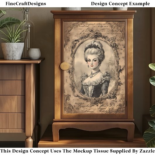 Französisches Barockportrait Sepia CW8L Decoupage Seidenpapier