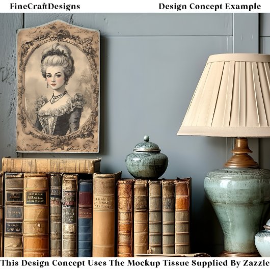 Französisches Barockportrait Sepia CW8L Decoupage Seidenpapier