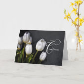 Französisches Beileid White Tulip Bouquet mit Char Karte (Gelbe Blume)