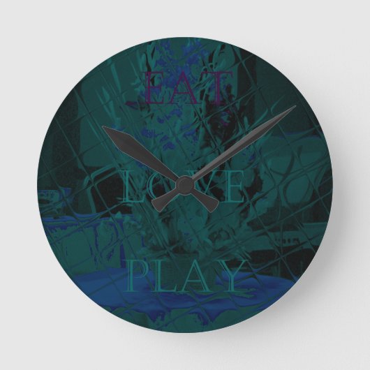 Französisches Blau-Liebe essen Spiel-Blumenfarben Runde Wanduhr (Vorderseite)