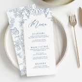 Französisches Blaues Chinoiserie Brautparty Menükarte