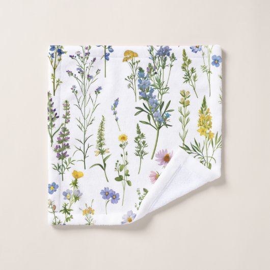 Französisches Bluegarten-Wildblumen-Muster Badhandtuch Set (Waschlappen)