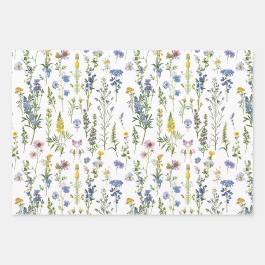 Französisches Bluegarten-Wildblumen-Muster Geschenkpapier Set (Vorderseite 2)