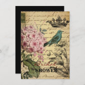 französisches botanisches des Kronenskript Einladung (Vorne/Hinten)