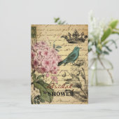 französisches botanisches des Kronenskript Einladung (Stehend Vorderseite)