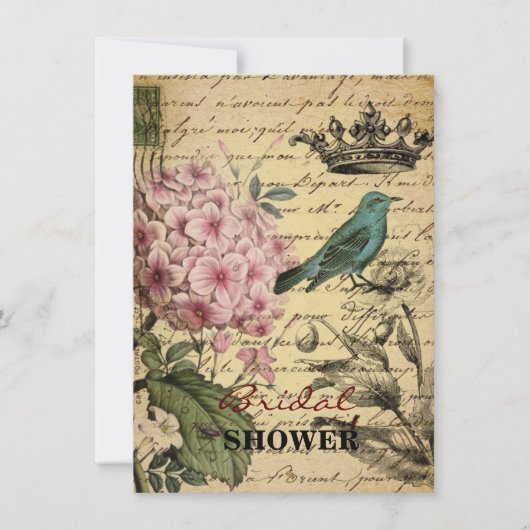 französisches botanisches des Kronenskript Einladung (Vorderseite)