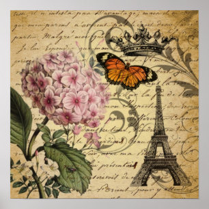 französisches botanisches des Kronenskript Poster