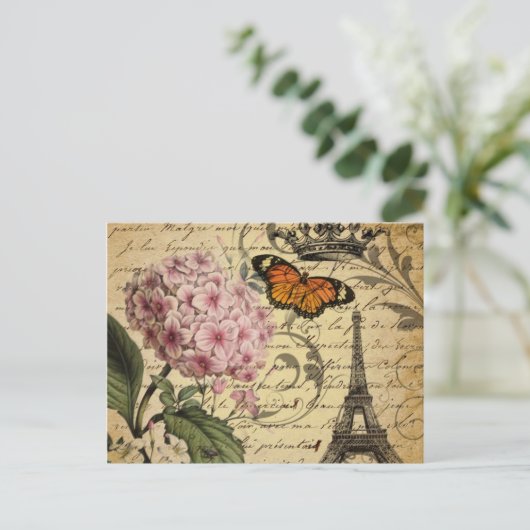 französisches botanisches des Kronenskript Postkarte (Stehend Vorderseite)