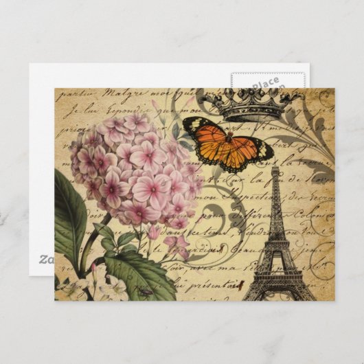 französisches botanisches des Kronenskript Postkarte (Vorne/Hinten)