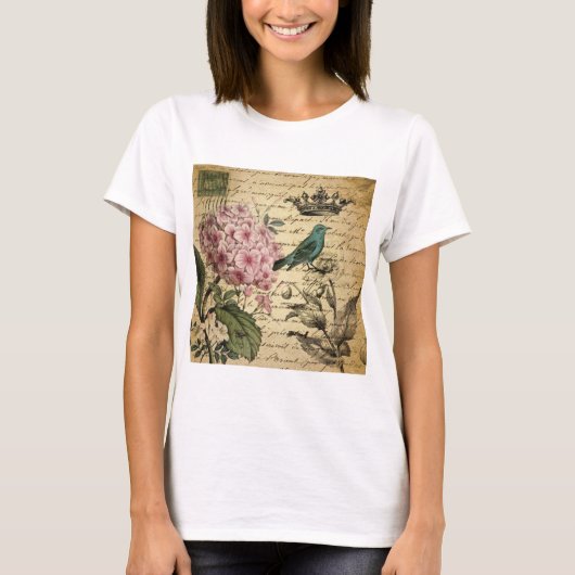 französisches botanisches des Kronenskript T-Shirt (Vorderseite)