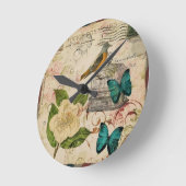 französisches botanisches des schäbigen runde wanduhr (Winkel)