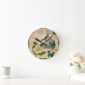 französisches botanisches des schäbigen runde wanduhr (Zuhause)