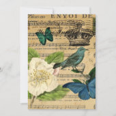 französisches botanisches Vintagen Kronenvogel Einladung (Vorderseite)