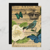 französisches botanisches Vintagen Kronenvogel Einladung (Vorne/Hinten)