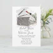 französisches Brautparty mit Mode und Protea Einladung (Stehend Vorderseite)