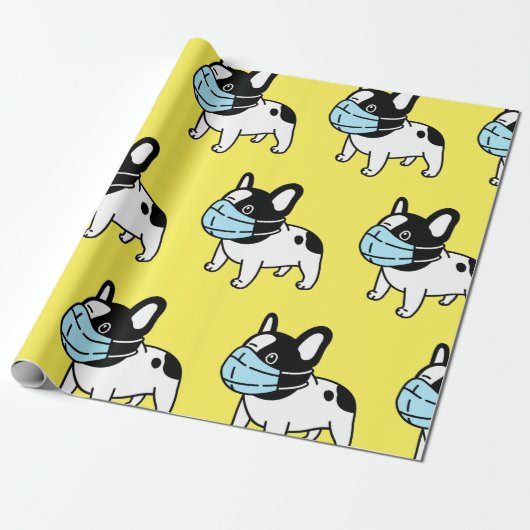 FRANZÖSISCHES BULL DOG WETERMASKWAGENpapier Geschenkpapier (Ungerollt)