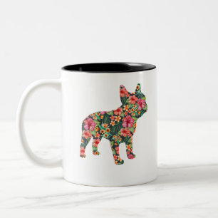 Französisches Bulldog-Blume-Shirt für Damen und He Zweifarbige Tasse