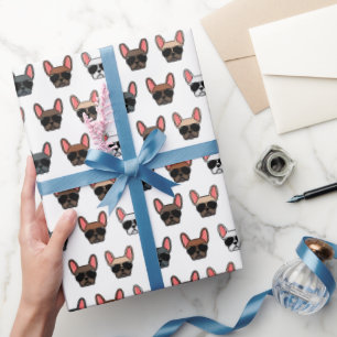 Französisches Bulldog-Faces-Musterpapier Geschenkpapier