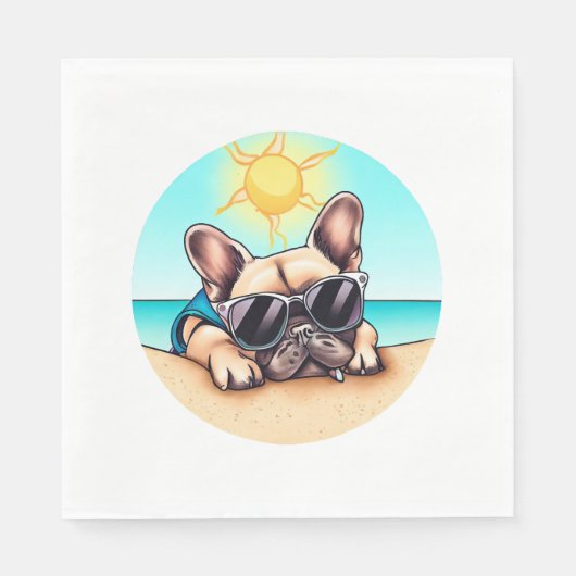 Französisches Bulldog-Geschenk Serviette (Vorderseite)