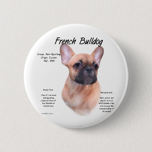 Französisches Bulldog-Geschichtsdesign Button (Vorderseite)