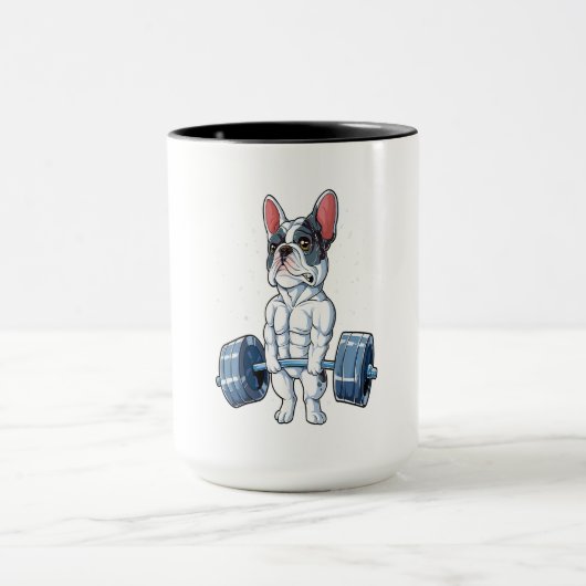 Französisches Bulldog Gewicht Lifting Funny Gift Tasse (Zentrum)
