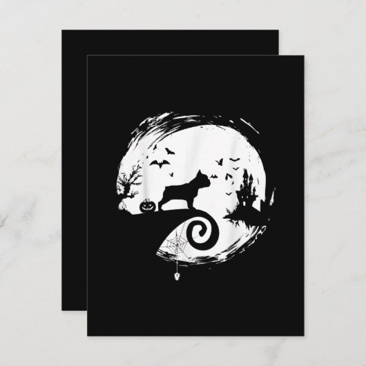 Französisches Bulldog Halloween-Kostüm Moon-Gesche Dankeskarte (Vorne/Hinten)
